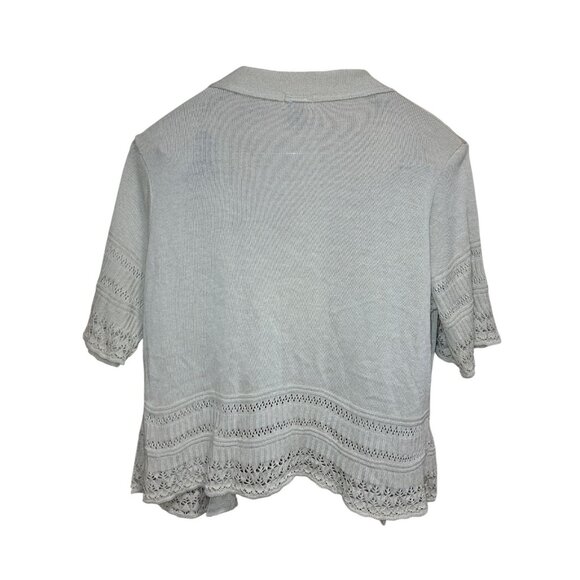 New Directions Womens Open Front Cardigan Sweater XL Gray Crochet Trim USA - Picture 5 of 5